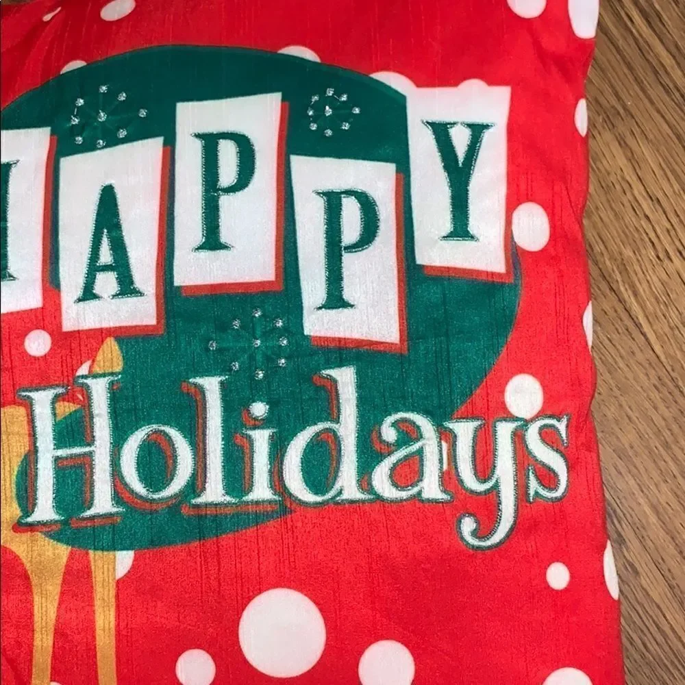 ‎Hobby Lobby Happy Holidays reindeer pillow